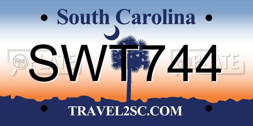 SWT744 South Carolina License Plate