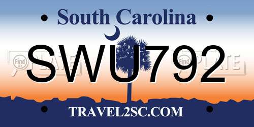 SWU792 South Carolina License Plate