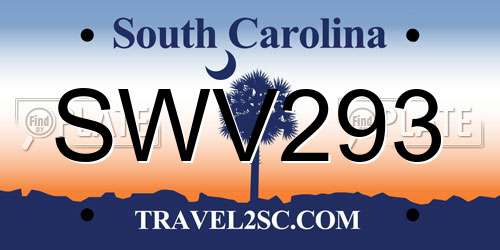 SWV293 South Carolina License Plate
