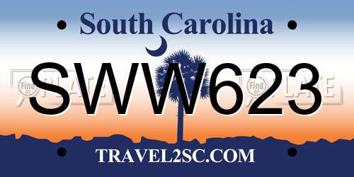 SWW623 South Carolina License Plate
