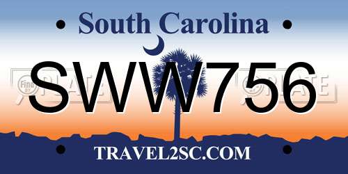 SWW756 South Carolina License Plate