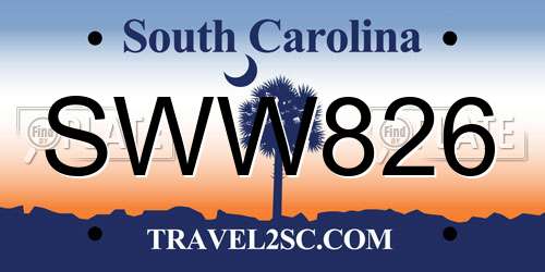 SWW826 South Carolina License Plate
