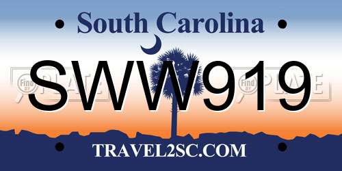 SWW919 South Carolina License Plate