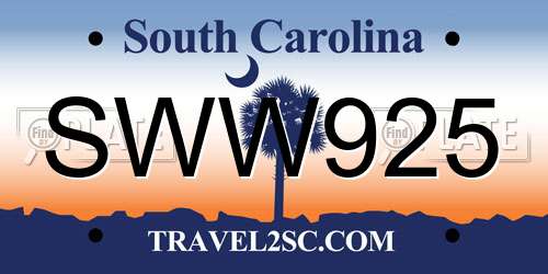 SWW925 South Carolina License Plate