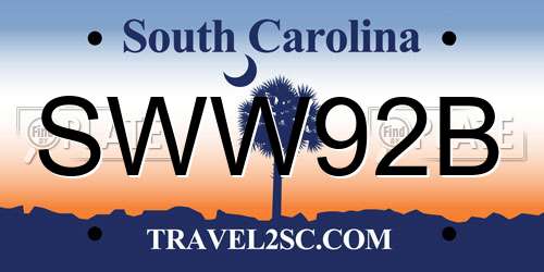 SWW92B South Carolina License Plate