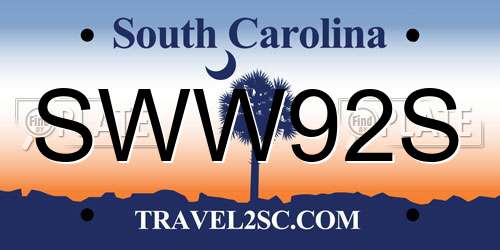SWW92S South Carolina License Plate
