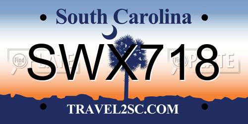 SWX718 South Carolina License Plate