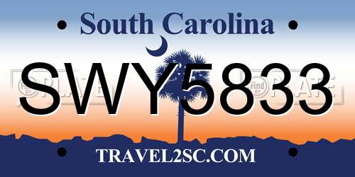 SWY5833 South Carolina License Plate