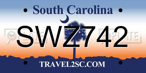 SWZ742 South Carolina License Plate