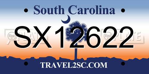 SX12622 South Carolina License Plate