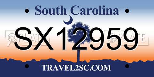 SX12959 South Carolina License Plate