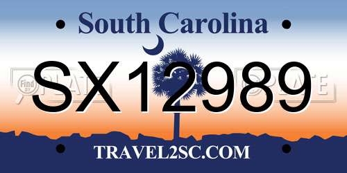 SX12989 South Carolina License Plate