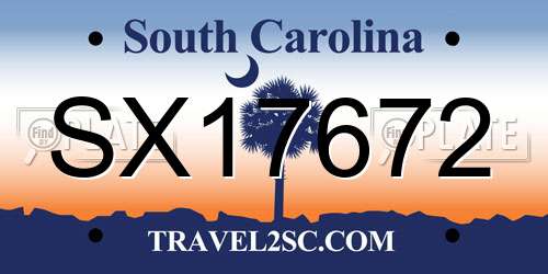 SX17672 South Carolina License Plate