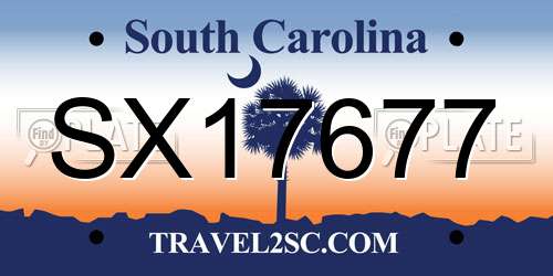 SX17677 South Carolina License Plate