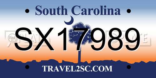 SX17989 South Carolina License Plate