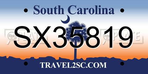 SX35819 South Carolina License Plate