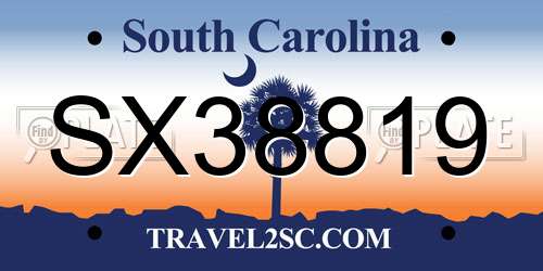 SX38819 South Carolina License Plate