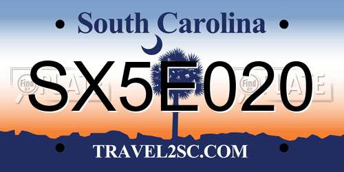 SX5E020 South Carolina License Plate