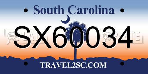 SX60034 South Carolina License Plate
