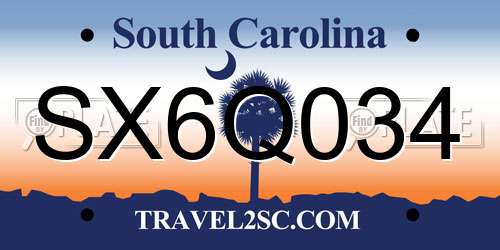 SX6Q034 South Carolina License Plate