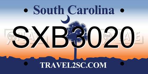 SXB3020 South Carolina License Plate