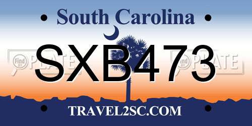 SXB473 South Carolina License Plate