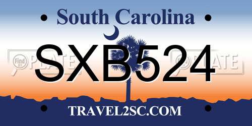 SXB524 South Carolina License Plate
