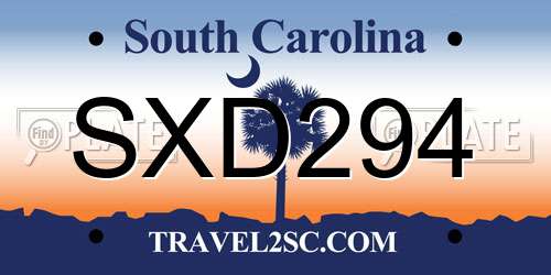 SXD294 South Carolina License Plate