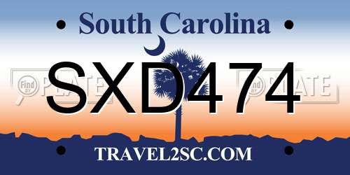 SXD474 South Carolina License Plate