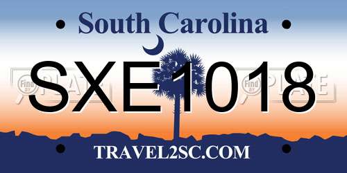 SXE1018 South Carolina License Plate