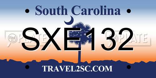 SXE132 South Carolina License Plate