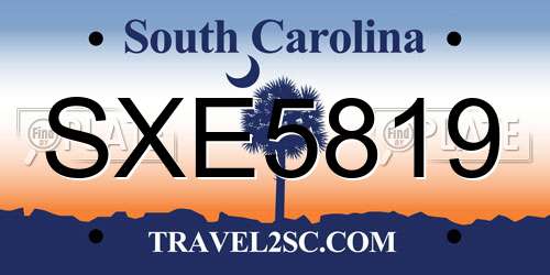 SXE5819 South Carolina License Plate