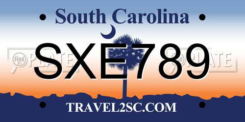 SXE789 South Carolina License Plate