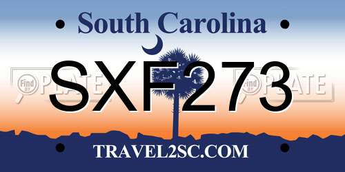 SXF273 South Carolina License Plate