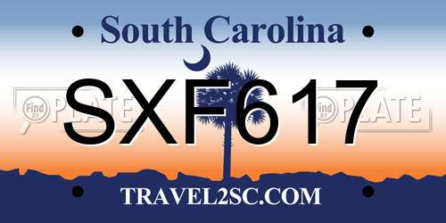 SXF617 South Carolina License Plate