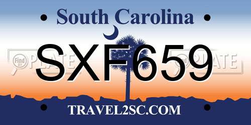 SXF659 South Carolina License Plate