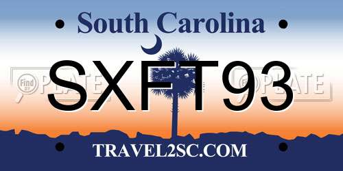 SXFT93 South Carolina License Plate