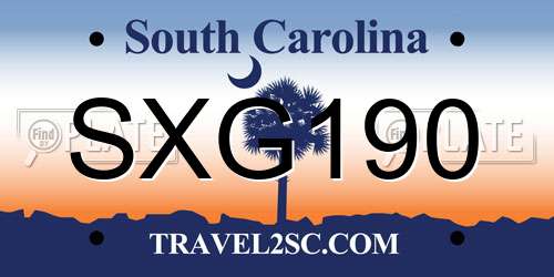 SXG190 South Carolina License Plate