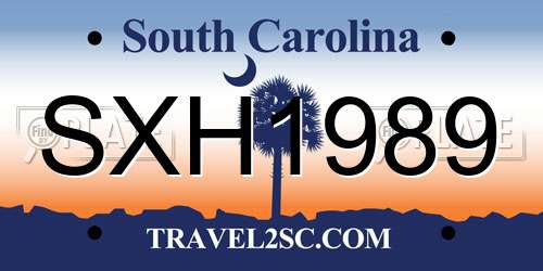 SXH1989 South Carolina License Plate