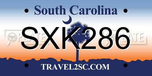 SXK286 South Carolina License Plate
