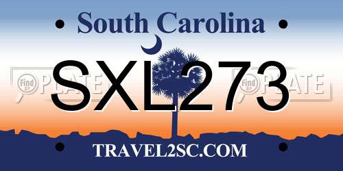 SXL273 South Carolina License Plate
