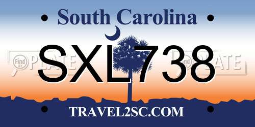 SXL738 South Carolina License Plate