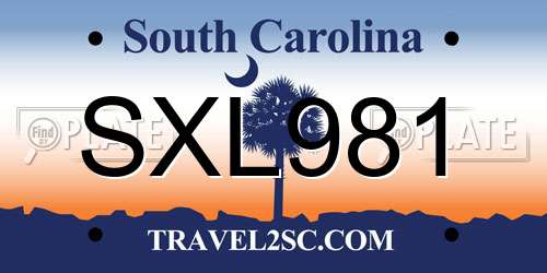 SXL981 South Carolina License Plate