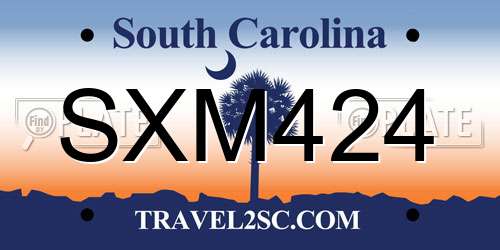 SXM424 South Carolina License Plate