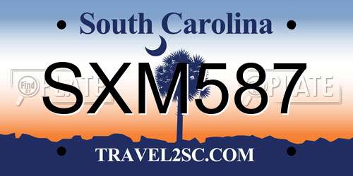 SXM587 South Carolina License Plate
