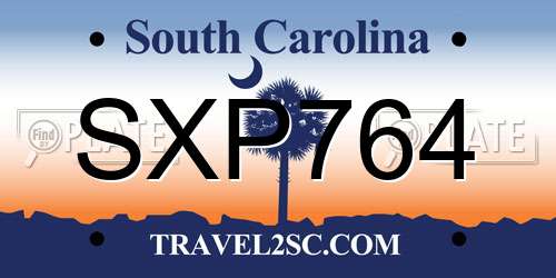 SXP764 South Carolina License Plate