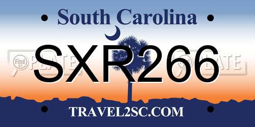 SXR266 South Carolina License Plate