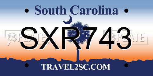 SXR743 South Carolina License Plate
