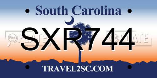 SXR744 South Carolina License Plate