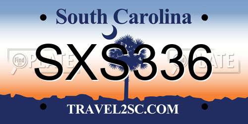 SXS336 South Carolina License Plate